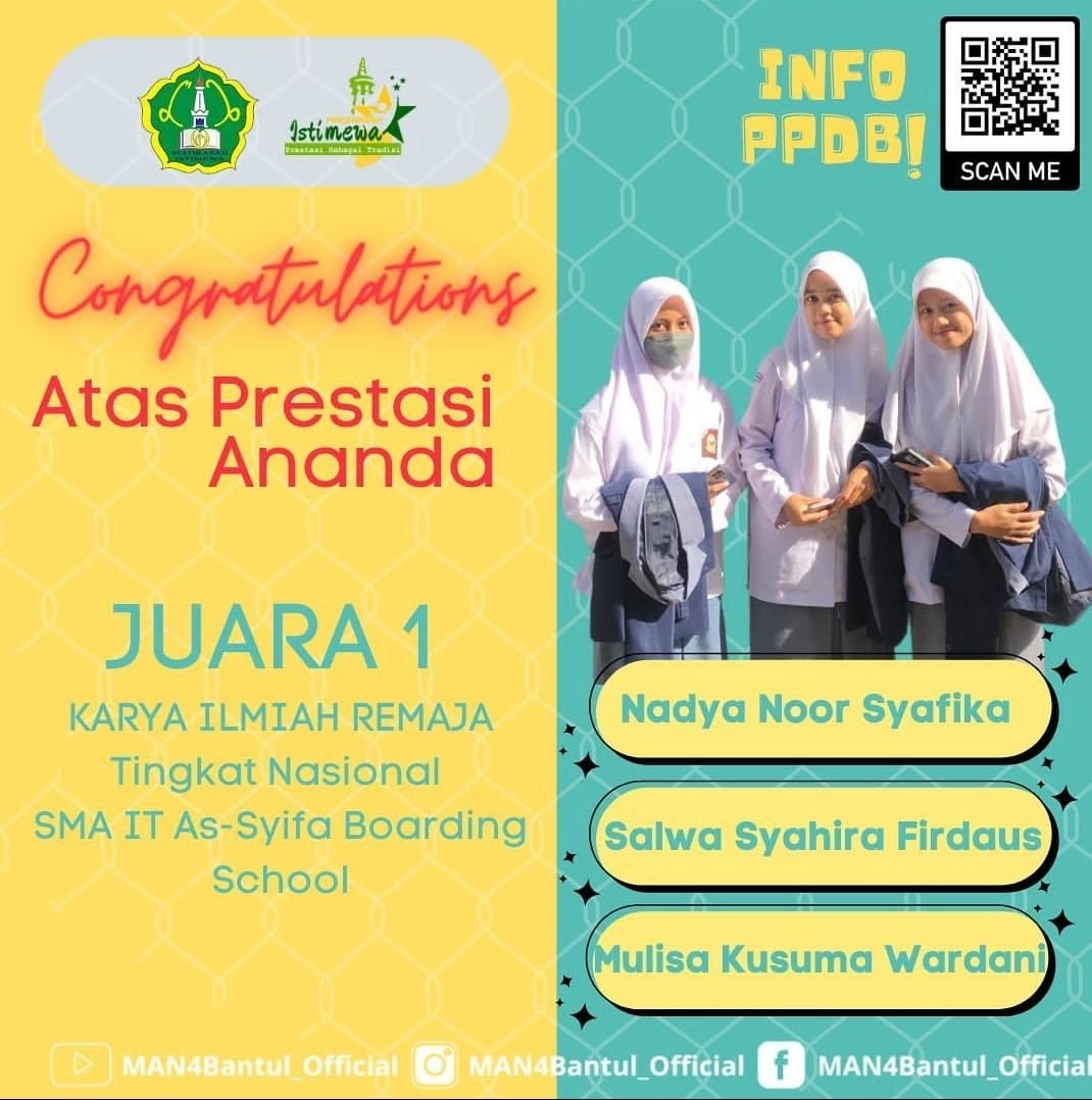 Siswa MAN 4 Bantul Ciptakan Alat Penjernih Air untuk Daerah Kawasan Pabrik
