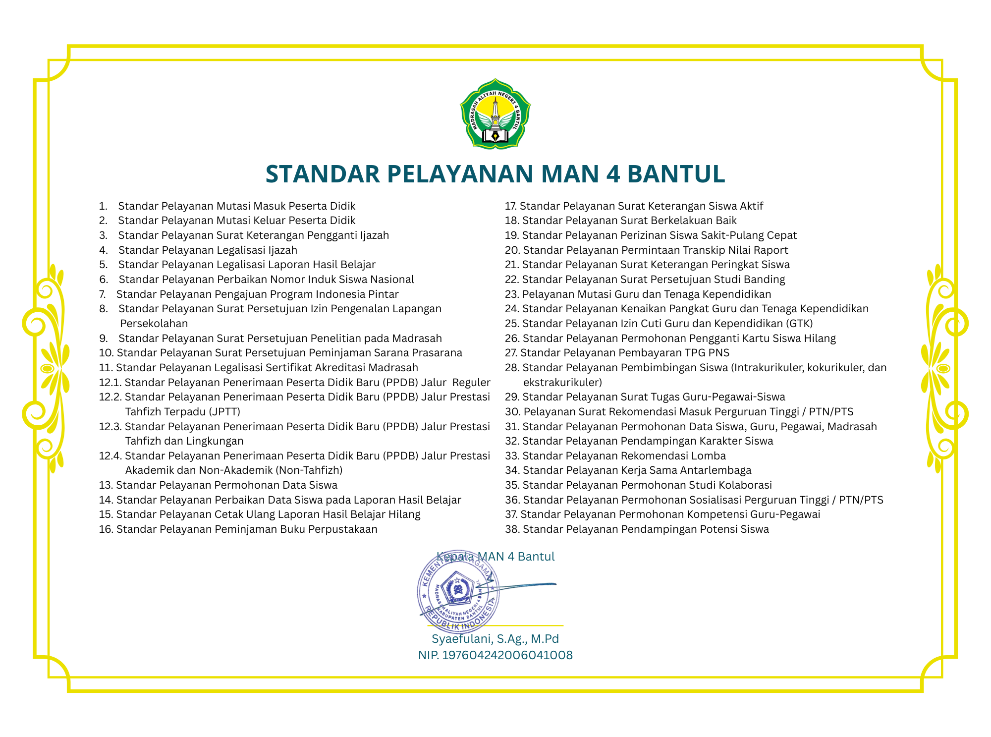 Maklumat Standar Pelayanan