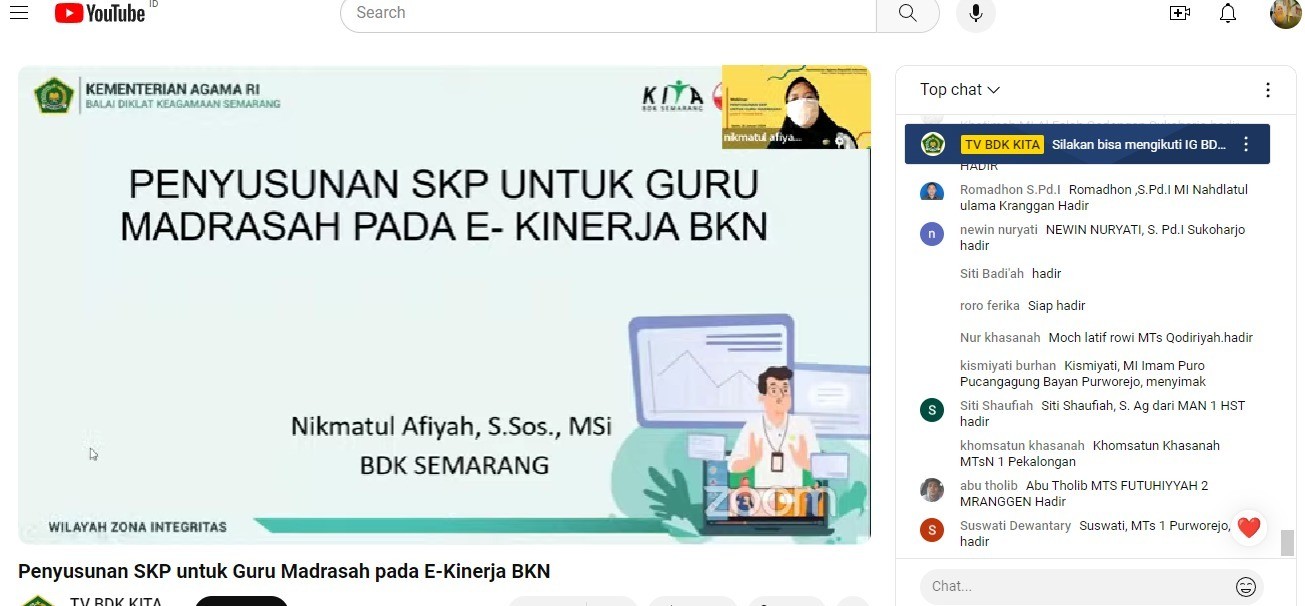 Mantapkan Pengisian SKP, Guru MAN 4 Bantul Ikuti Webinar Penyusunan SKP Guru Oleh BDK Semarang