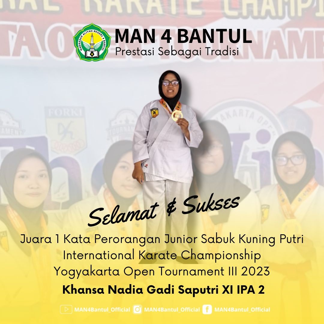 Siswa MAN 4 Bantul Borong Kejuaran Karate Championship Yogyakarta Open Tournament III 2023