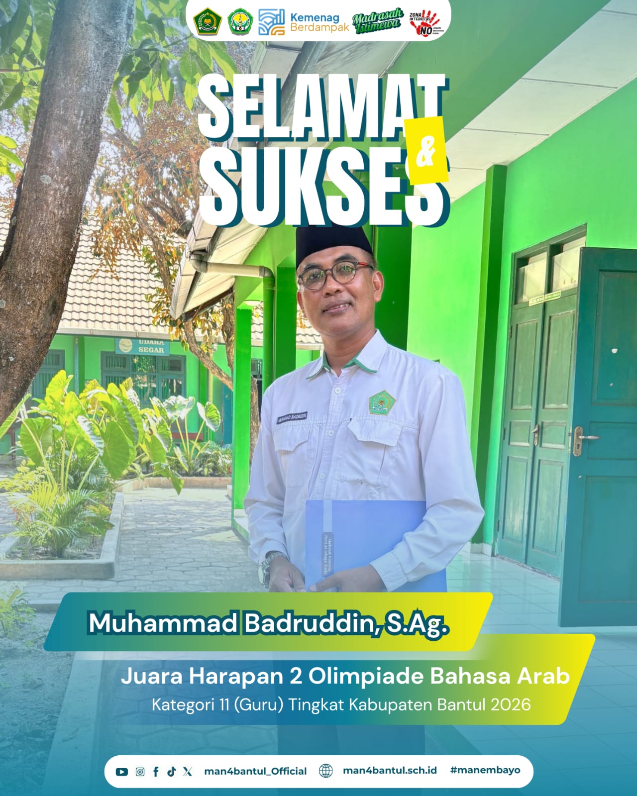 Torehkan Prestasi, Guru MAN 4 Bantul Sabet Juara Harapan II OBA Kategori 11