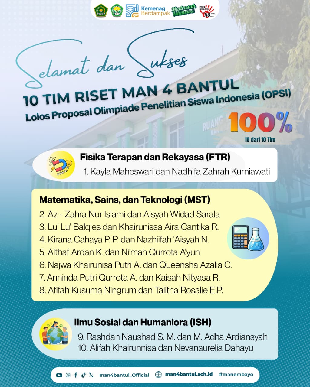 Sepuluh Tim, Satu Prestasi Gemilang MAN 4 Bantul Lolos OPSI 2026