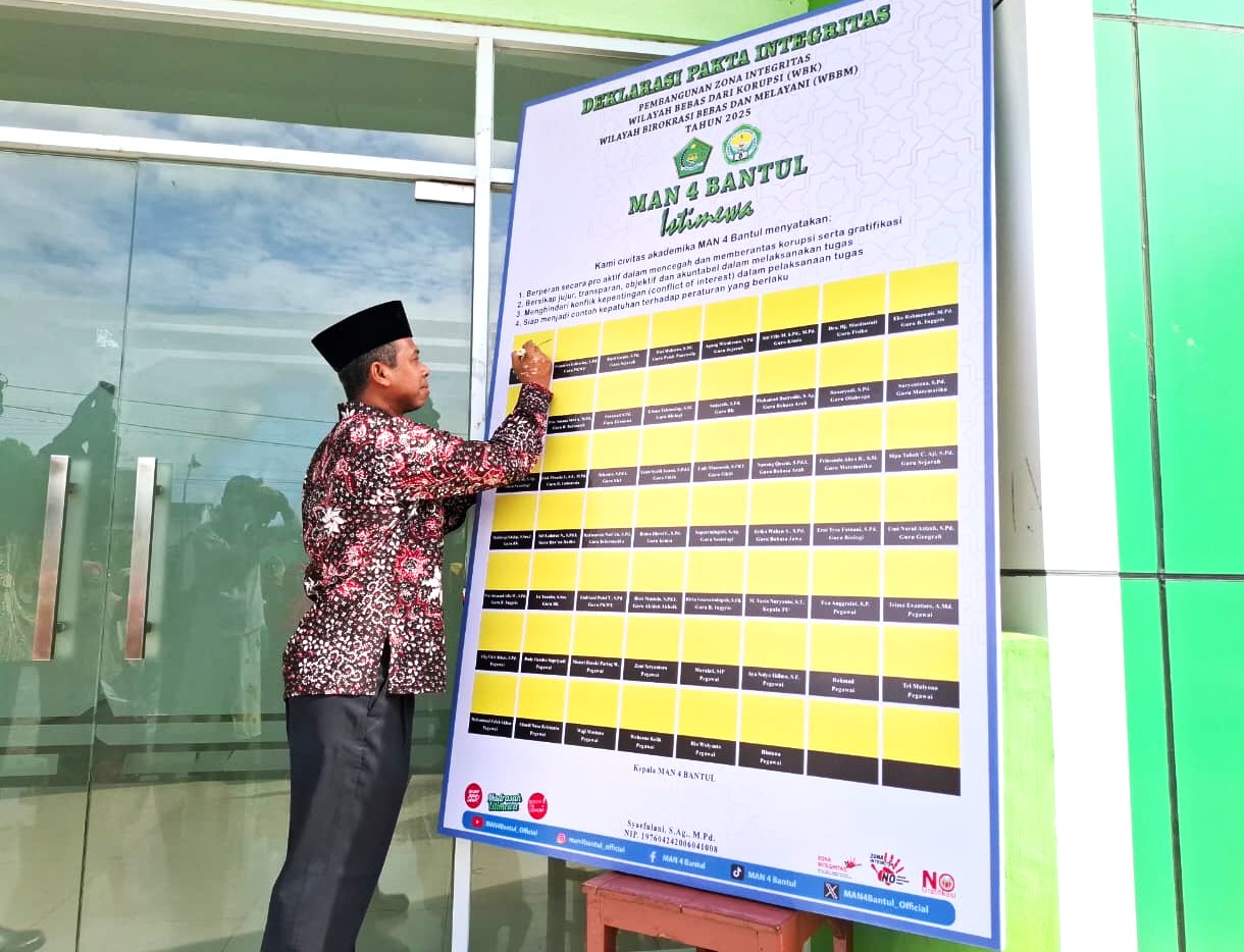 MAN 4 Bantul Kukuhkan Komitmen Zona Integritas Lewat Penandatanganan Pakta Integritas
