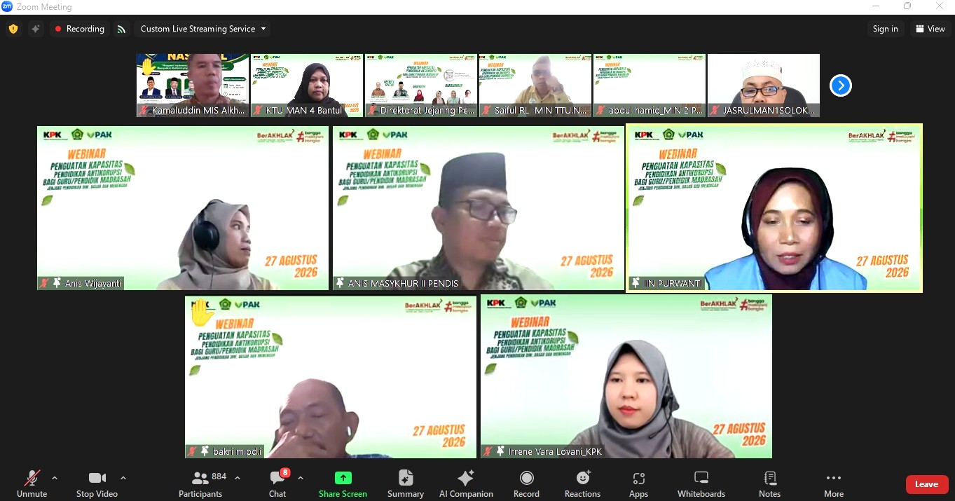 Kawal Madrasah Integritas, Kepala TU MAN 4 Bantul Hadiri Pembekalan Antikorupsi KPK